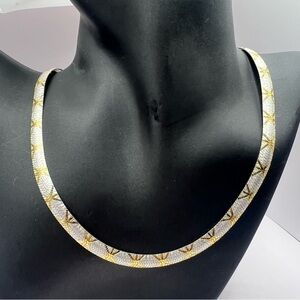 Vintage Italian Two-Tone Sterling Silver Omega Necklace 925 – 18”